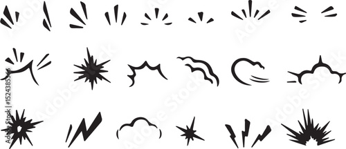 comic, effect, elements, explosion, speed, energy, burst, blast, flash, motion, lines, waves, abstract, illustration, graphic, vector, design, black, white, 