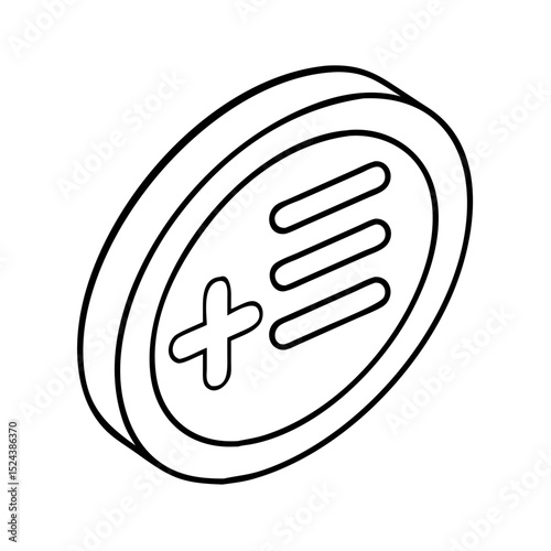 Vector icon of a plus button for adding items in apps and interfaces