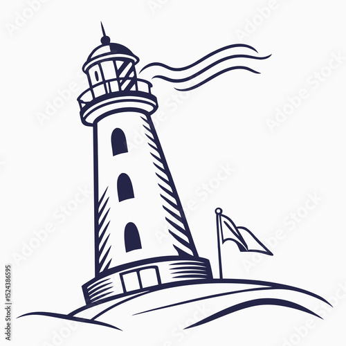 Elegant vector illustration of a lighthouse for coastal tourism and branding
