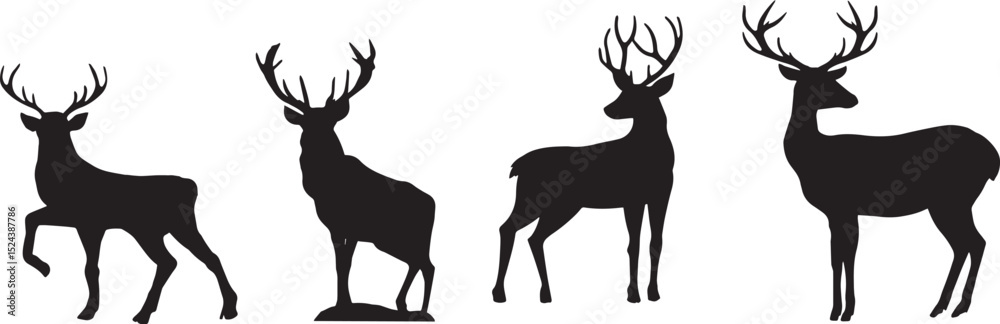 Obraz premium deer silhouette illustration vector set