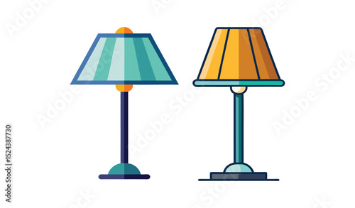 Vector illustration of a table lamp with a stylish shade, perfect for home interior design and decor