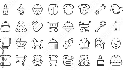 A seamless pattern of hand-drawn cartoon baby food icons and kitchen utensil vector illustrations for web design