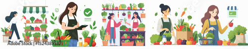 vector character woman shopping for vegetables