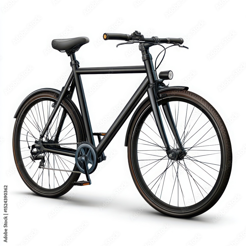 Obraz premium Black city bicycle isolated on white background