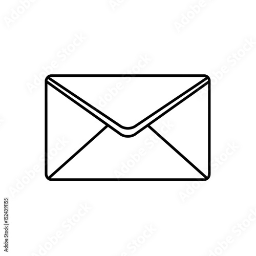 Sealed Envelope Icon Black Line Art Rectangular Back View Outline Showcasing Closed Flap For Mail Or Message Symbol