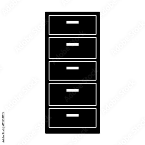 Filing Cabinet Icon Solid Black Glyph Style Multi Drawer Unit Silhouette Showcasing Front View For Document Storage Symbol