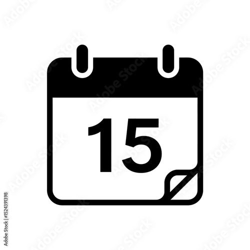 Simple Date Marker Glyph Vector Featuring Clean Edges And Curled Corners For Appointment Or Deadline Element