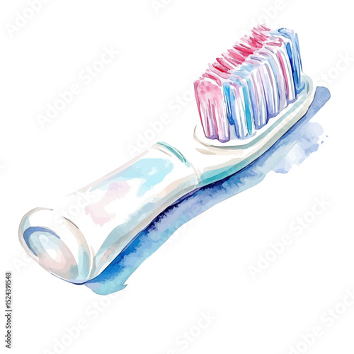 watercolor vector of Toothpaste, high quality, isolated on a white background.