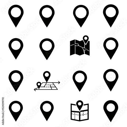 Location pin icon set. Map pointer vector. Navigation marker. Location pointer set