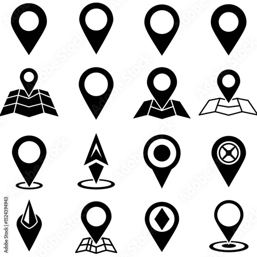Location pin icon set. Map pointer vector. Navigation marker. Location pointer set