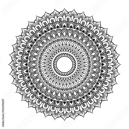 Geometric mandala pattern vector, Decorative pattern in oriental style