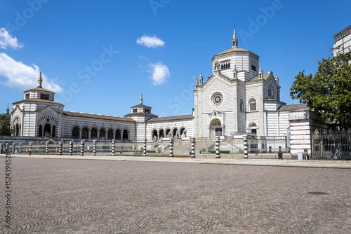 Monumental Cemetery of Milan known for its funerary sculpture in different styles