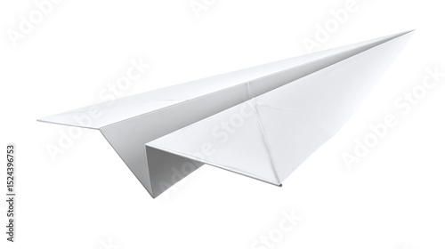 Paper airplane flying, isolated on white background 