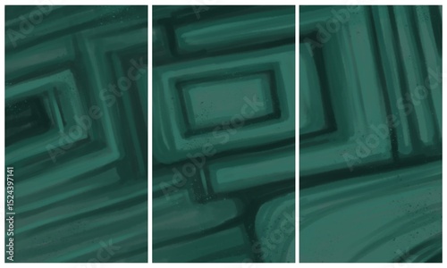 Modern interior triptych. The picture is painted by hand on a tablet.