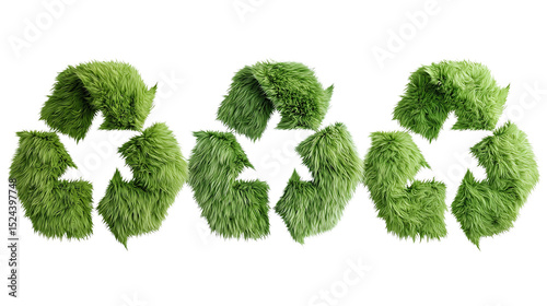 PNG Furry green recycling symbols, element set on transparent background isolated on white background 