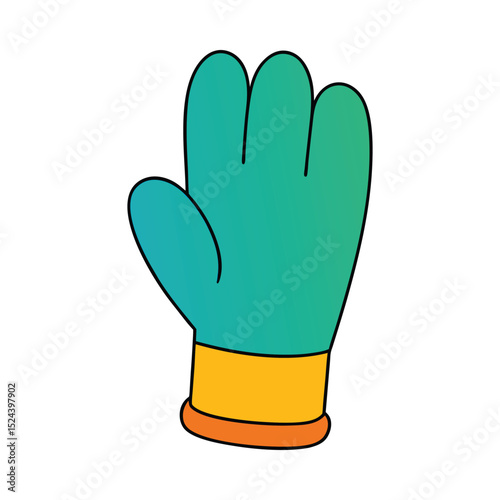 Cartoon glove hand gesture isolated on white background