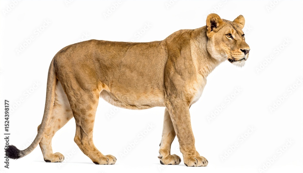 Obraz premium Lioness over white background, wild animal