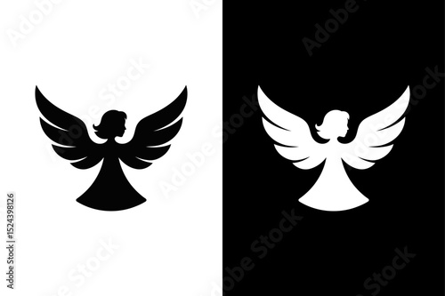 Monochrome Angel Vector Icon High-Res Silhouette Download.