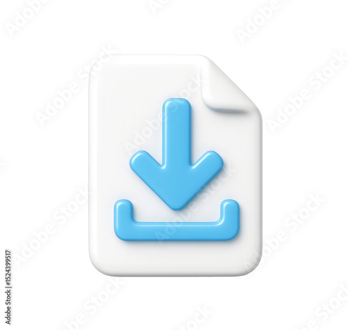 3d download icon on a white background