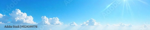 Vast, cloudless blue sky stretching to the horizon, bathed in bright sunlight Perfect summer day, idyllic scenery Ideal for travel, nature, and weather-related projects , vibrant, tranquil, panorama