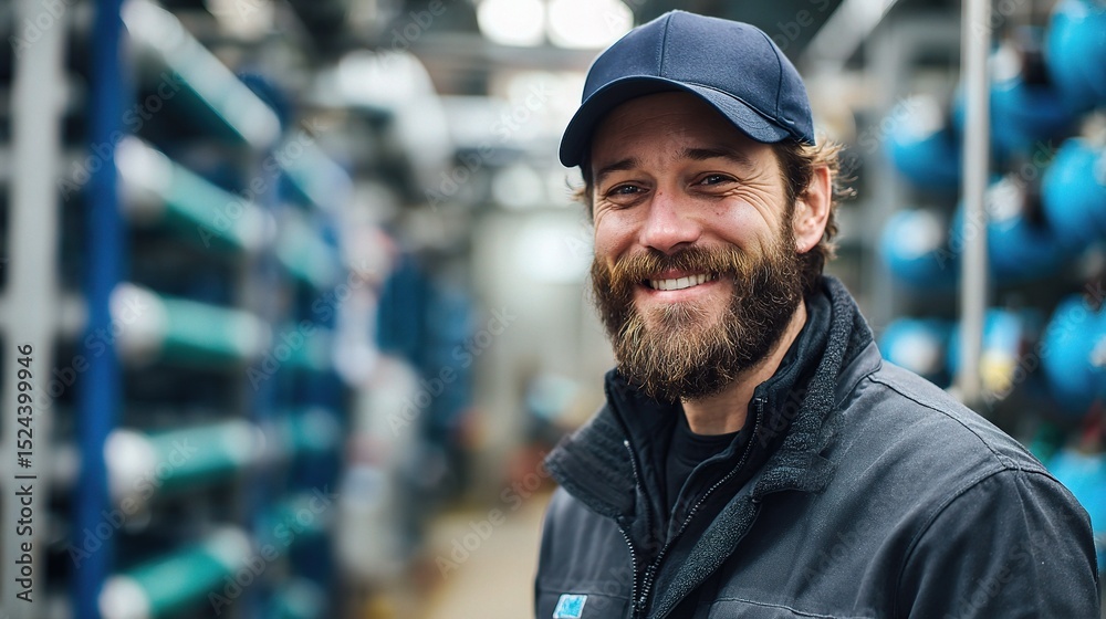 Smiling Portrait of Water Treatment Plant Operator in Professional Attire Smiling Portrait of Water Treatment Plant Operator in Professional Attire