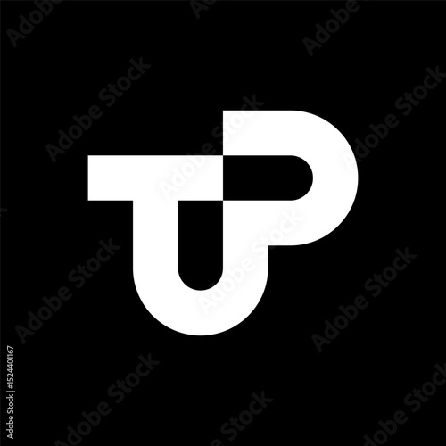 Letter TP or PT simple minimal monogram logo