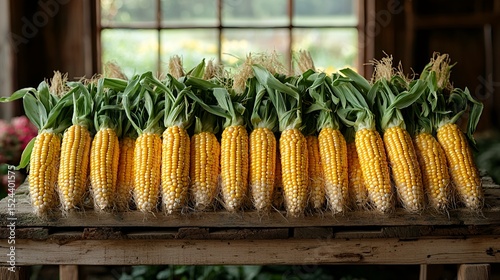 Fresh Corn on the Cob in Rustic Barn