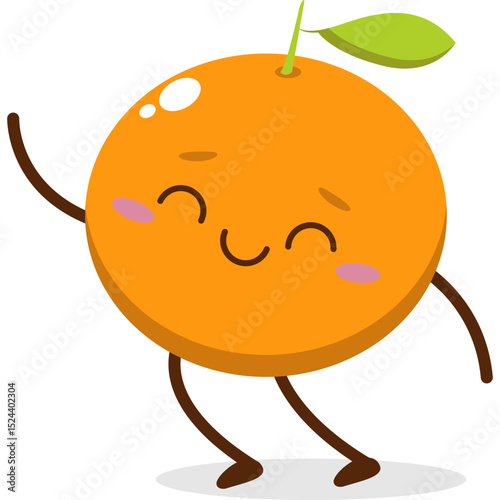 Cute orange character kawai vector for orange mascot. happy face, winking eye,. smile