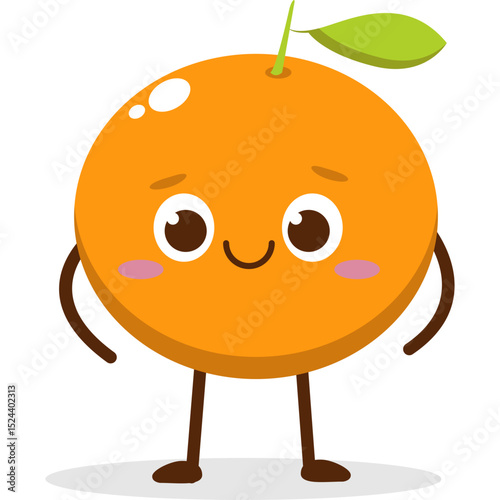 Cute orange character kawai vector for orange mascot. happy face, winking eye,. smile