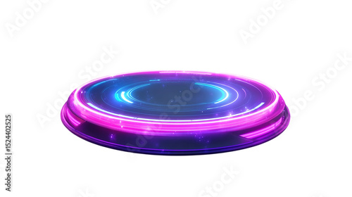 Futuristic neon glow background with particles, focused on sci-fi interface. Isolated on white background 
