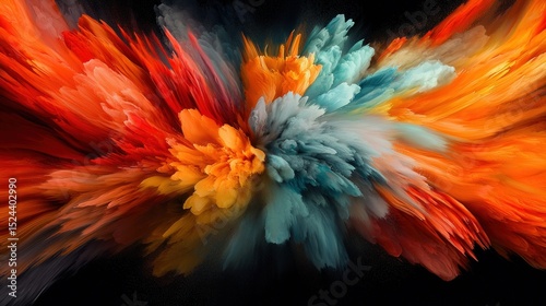 Dynamic explosion of vibrant colors on a black background abstract design