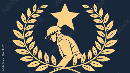 Generated AI Art  A Vector Badge with Golden Laurel Wreath and Star - AI-Generated Military Honor