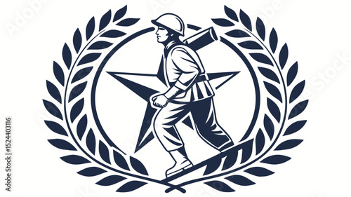 Generated AI Military Vector Badge Golden Laurel Wreath & Star Design
