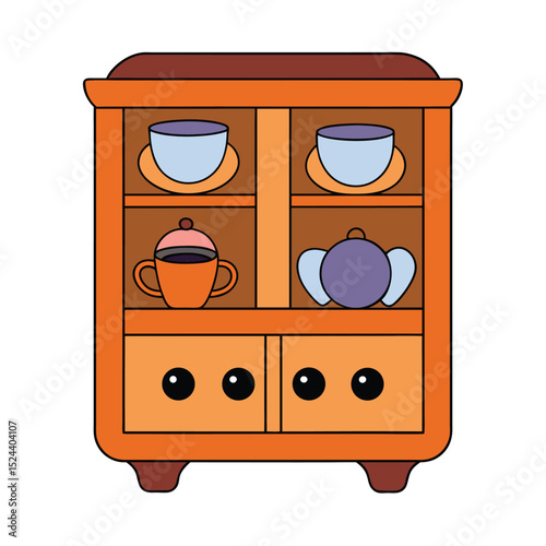 kawaii cupboard full of dishes