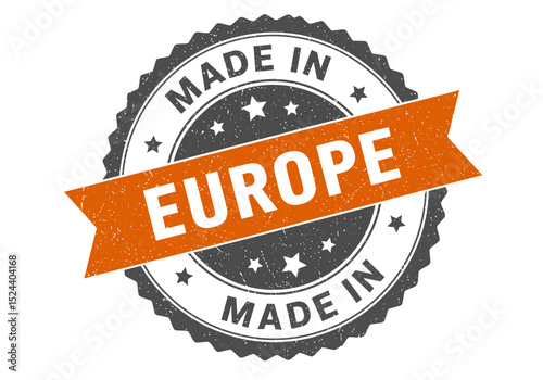 Illustrative Seal with the "Made in Europe" Inscription and the Stars Inside, Aimed at Indicating European Origin of Product