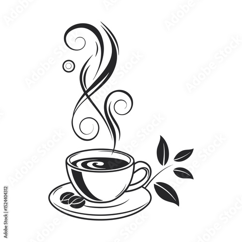 Simple line art coffee cup design for branding