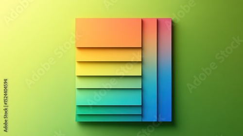 Abstract colorful geometric design element featuring vibrant gradients and shadows