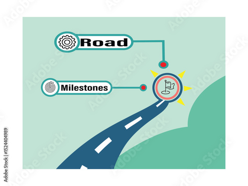 Achievement Roadmap with Growth, Location, and Milestone Icons