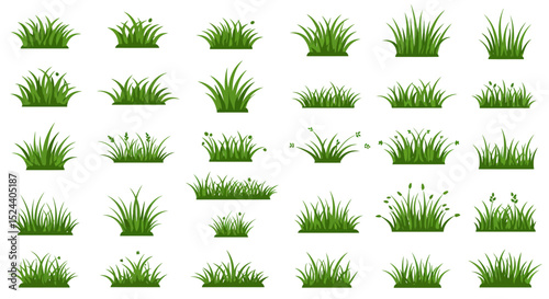 A Collection of Green Grass Illustrations Showcasing Various Shapes Styles and Textures for Landscaping Decor Design Elements