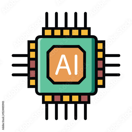Artificial intelligence microchip illustration computing future technology advancement vector graphic