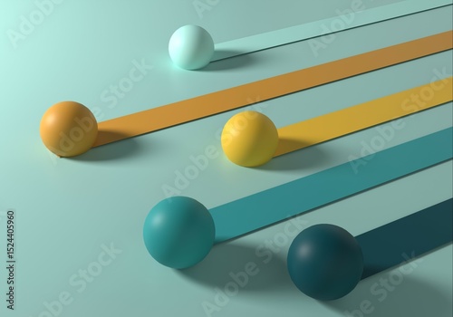 Fototapeta Naklejka Na Ścianę i Meble -  3d Minimal Illustration of Race Competition Concept. 