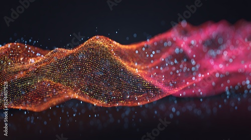 Abstract digital particle wave technology background