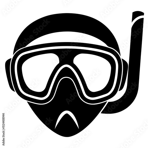 Snorkel mask silhouette for summer day art—great for vacation t-shirts, posters, and coastal event branding.