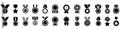 Medal icon vector set. Award illustration sign collection. trophy center symbol. winner set of web icons. Medals for web and mobile app.
