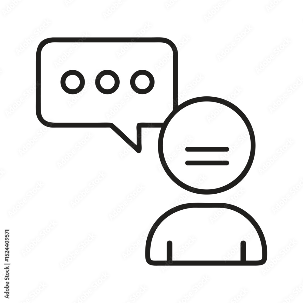 Online communication icon representing person with message bubble social media interaction concept Online communication icon representing person with message bubble social media interaction concept