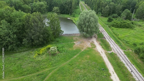 moczydło 1 pond aerial view of natolin warsaw