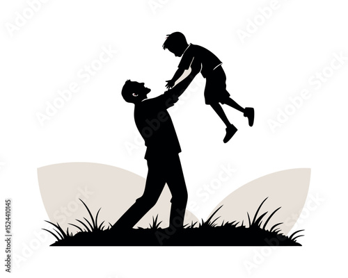 Silhouette of Father Tossing Son in the Air Outdoors