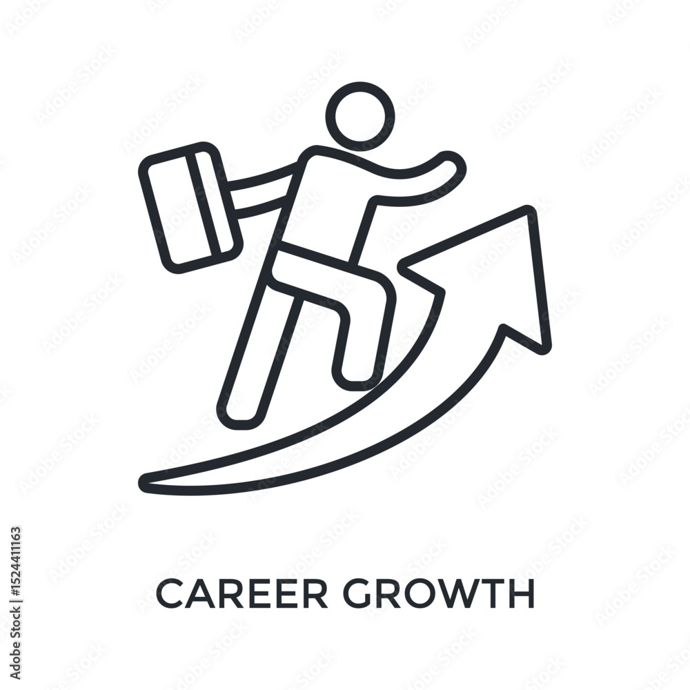 Fototapeta premium Career Growth Icon Outline Style. Vector Illustration For Graphic Design
