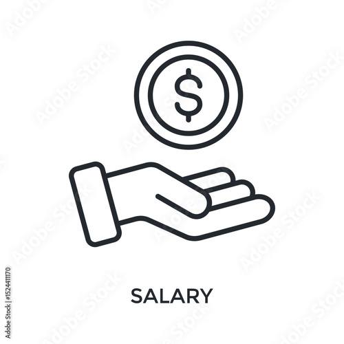 Salary Icon Outline Style. Vector Illustration For Graphic Design