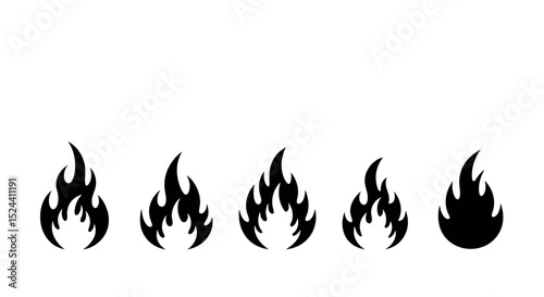 Different Shapes and Designs of Fire Flames and Embers Representing Burning Passion and Heat Energy Through Art